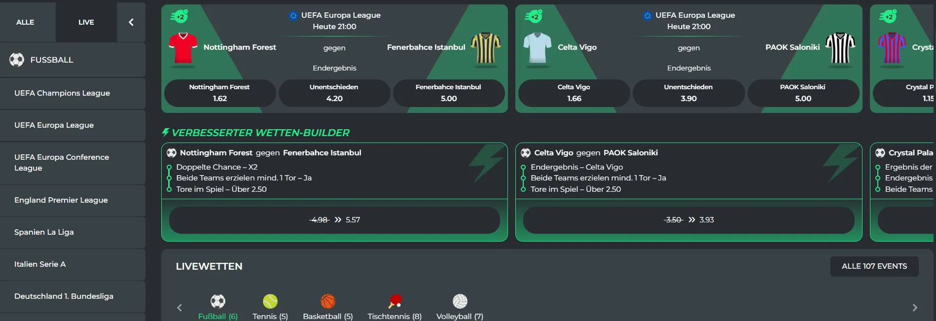 Sportwetten bei BetCollect – Wetten auf Fußball, Tennis und mehr